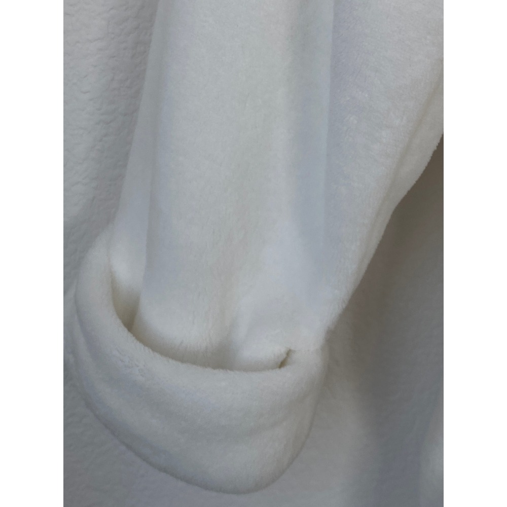 Gap Kids White Fleece Hooded Bathrobe Size 14 Recycled Polyester Tie Waist Robe - Picture 9 of 16